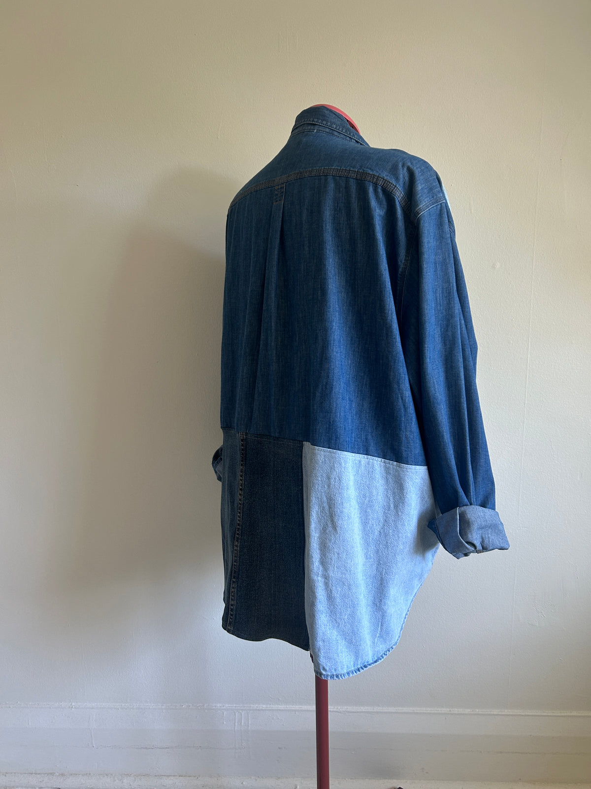 Upcycled Modern Workwear Wrangler Denim Shirt - Circle Series Size 2X/3X #DEN3X6