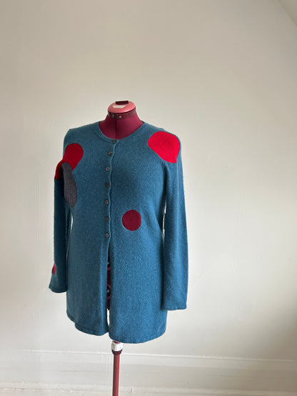 Abstract Art Patched Upcycled Cashmere Sweater L/XL #CAS23X36