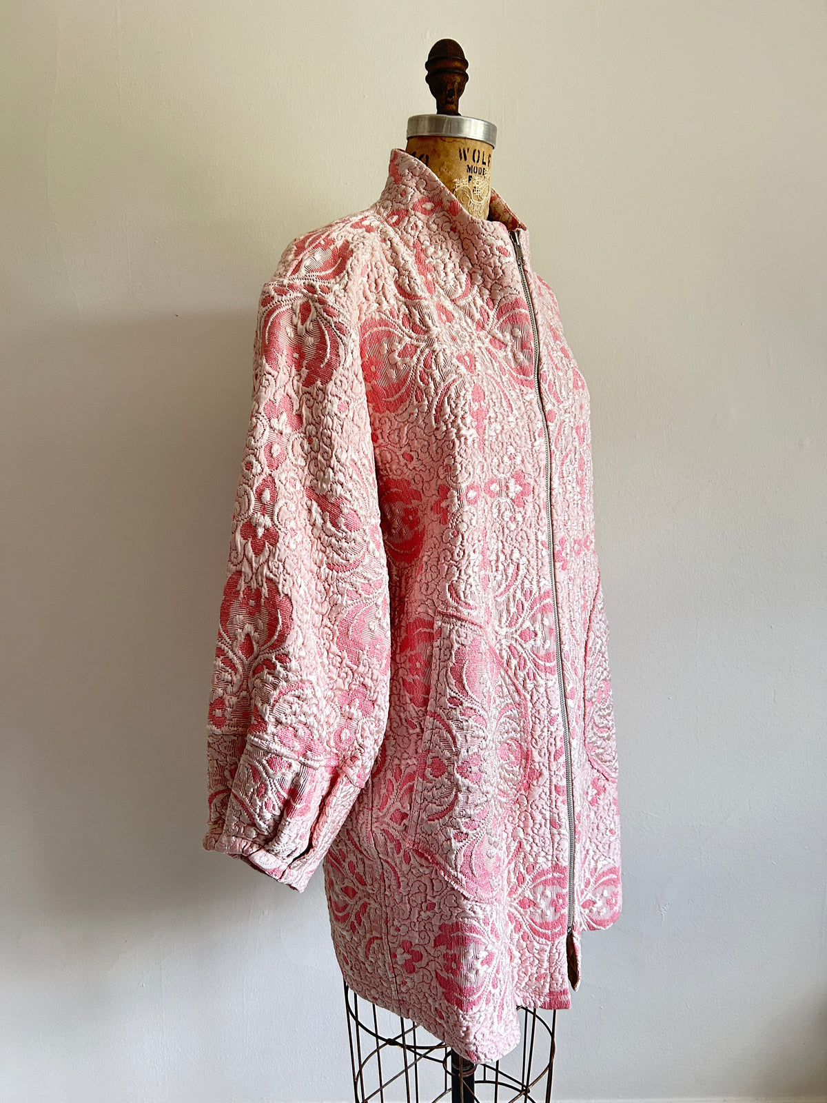 Billie Zip Up Jacket with Upcycled Vintage Draperies Size S/M #BILLJSM3