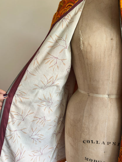 Billie Zip Up Jacket with Upcycled Vintage Draperies Size S/M #BILLJSM8