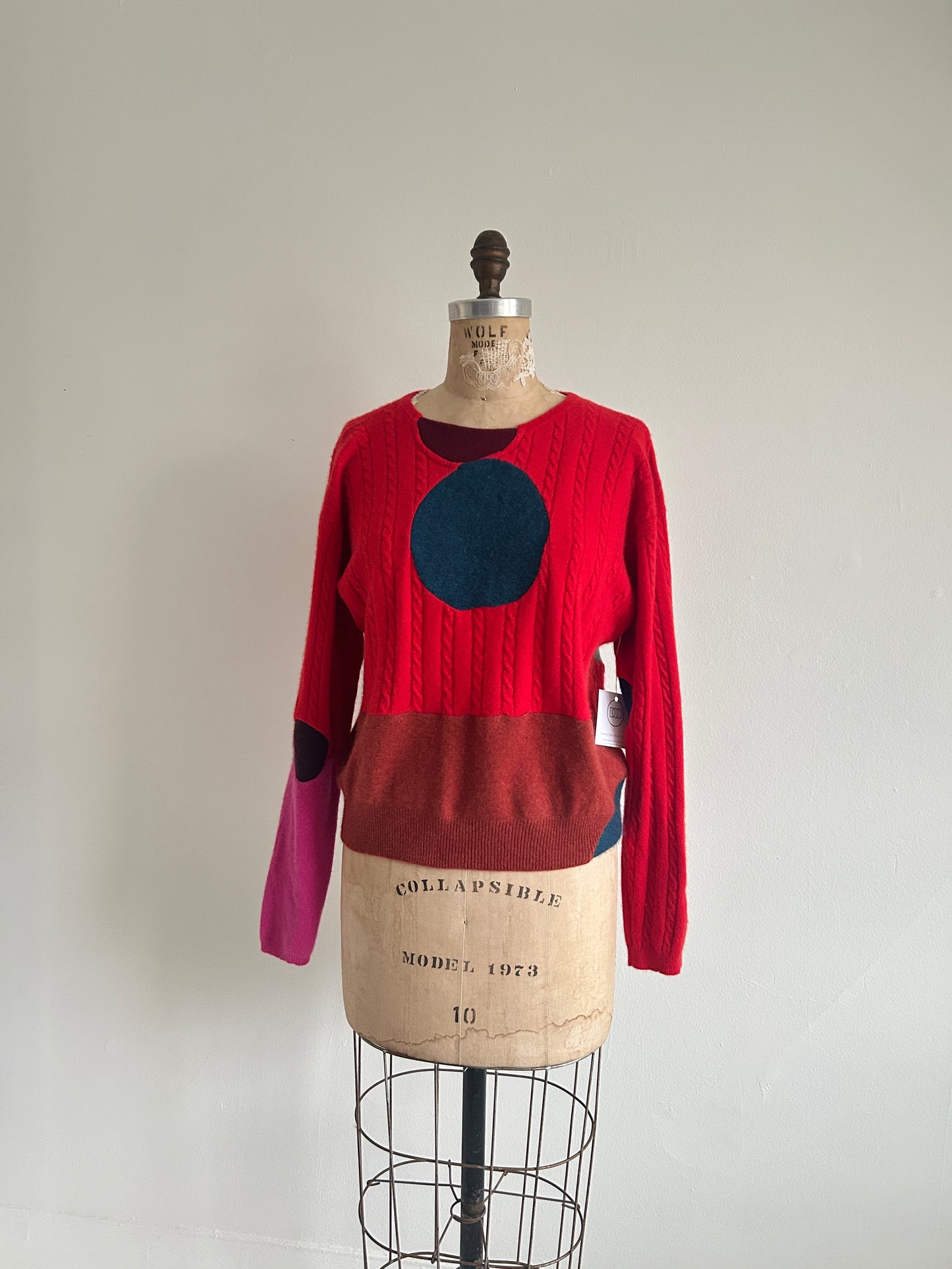 Abstract Art Patched Upcycled Cashmere Sweater XL/2X #CASX2X27