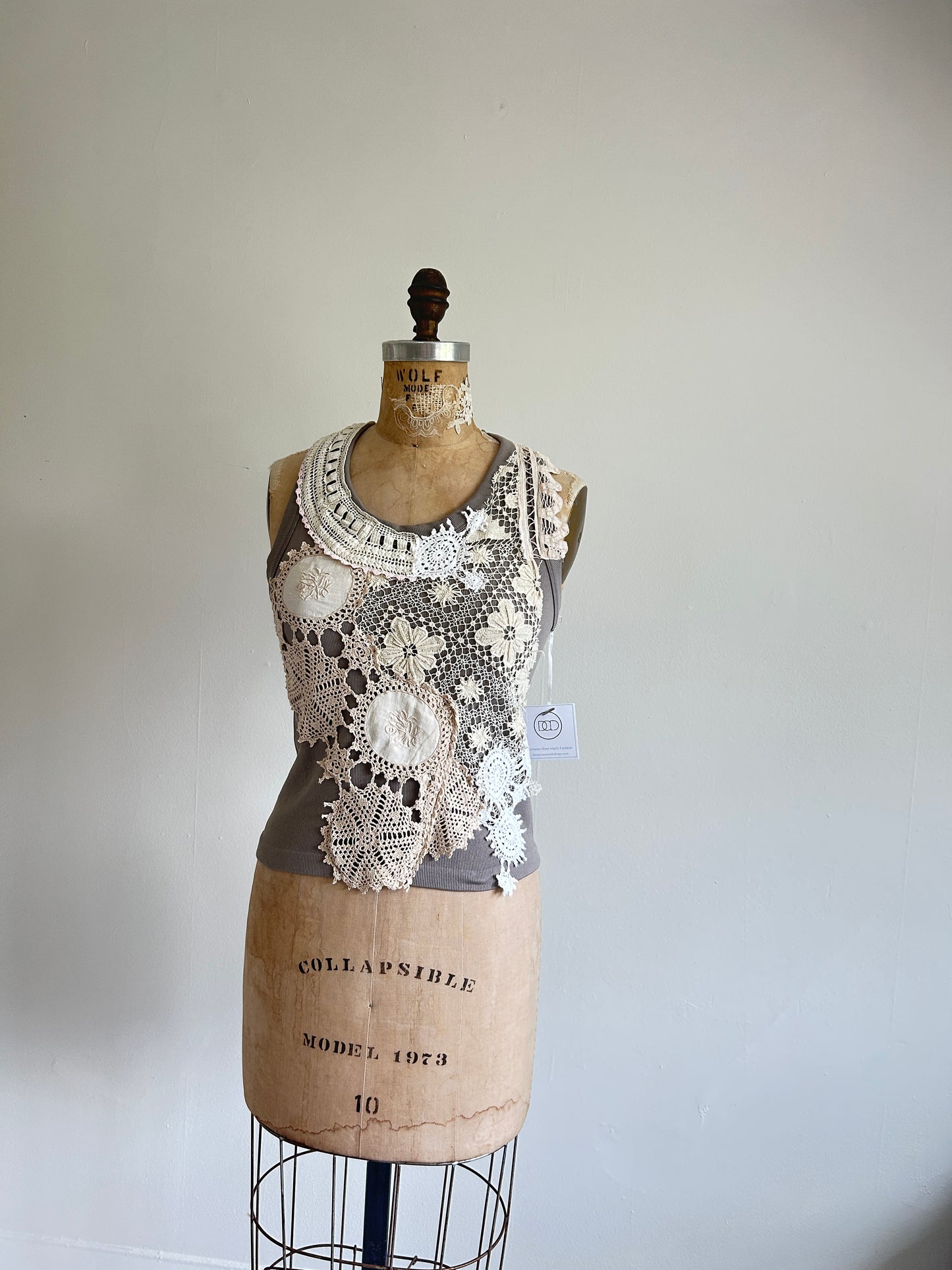 Upcycled Vintage Lace Tank  S/M #TANK2