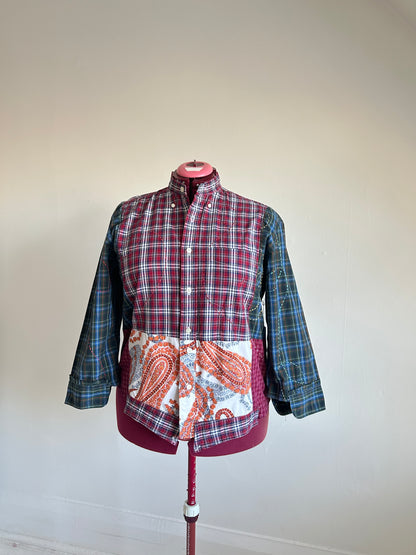 Reworked “Tuxedo Workwear” Buttondown Shirt with Handstitching 2X #TB23X9