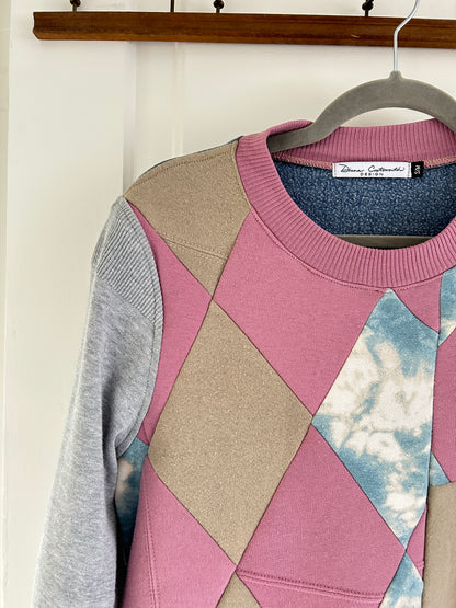 Harlequin Sweatshirt with Upcycled Textiles S/M #SSSM1