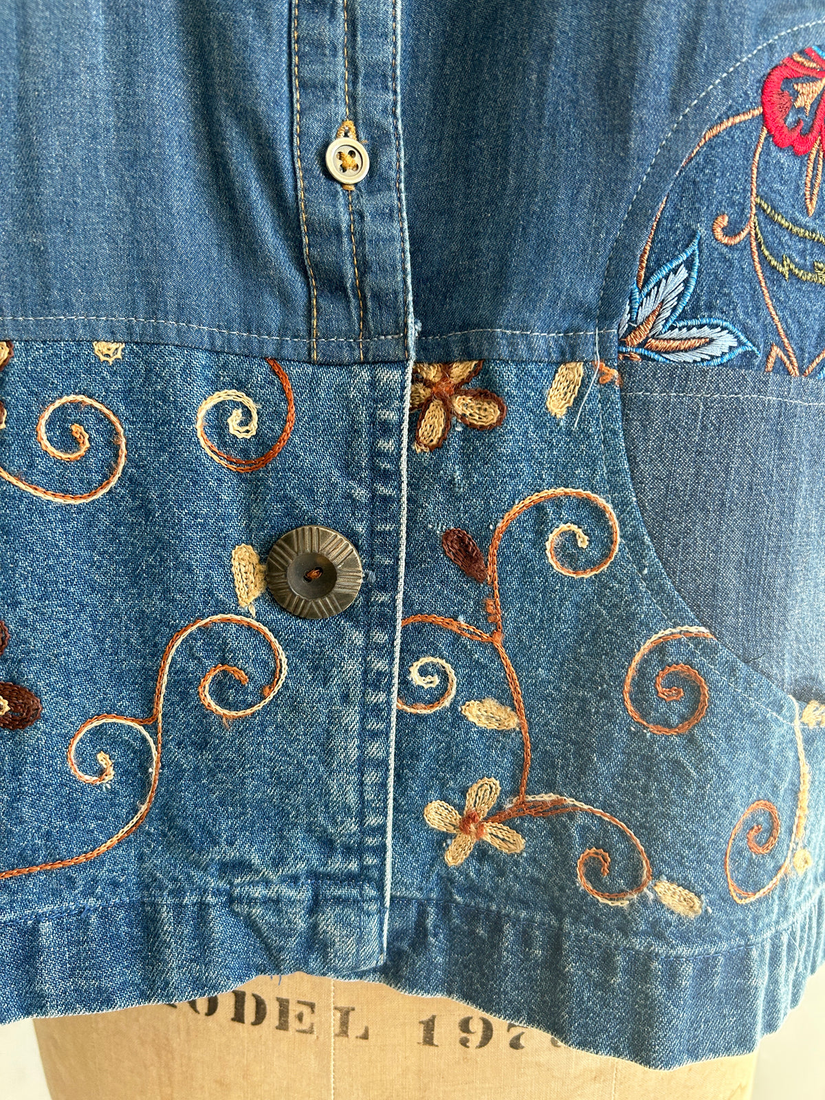 Upcycled Modern Workwear Denim Shirt - Circle Series Size 2X/3X #DEN23X3