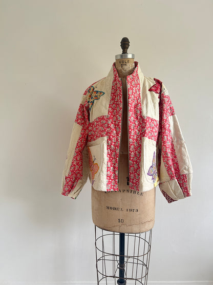 Billie Zip Up Jacket with Upcycled Vintage Butterfly Quilt Size XL/2X #BILLX2XCR4