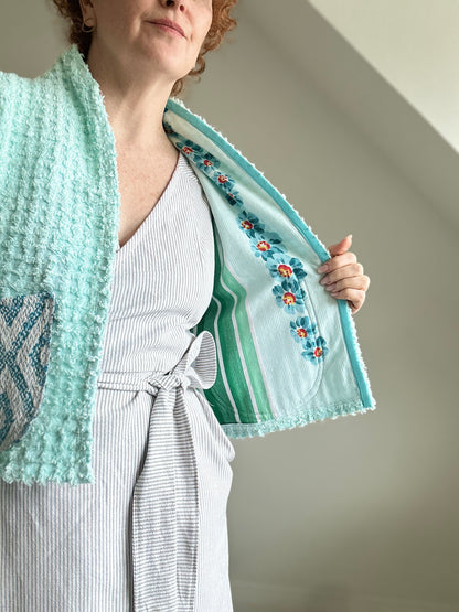Vivianne Cropped Jacket with Upcycled Vintage Chenille Size S/M #CVCCHSM14