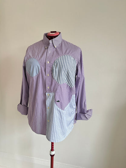 Upcycled Modern Workwear Ralph Lauren Pinstripe Shirt - Circle Series Size 2X/3X #PIN3