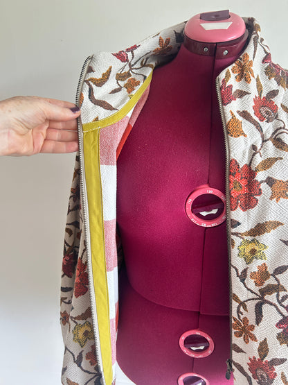 Billie Zip Up Jacket with Upcycled Vintage Draperies Size 2X/3X #BILL23XCR5