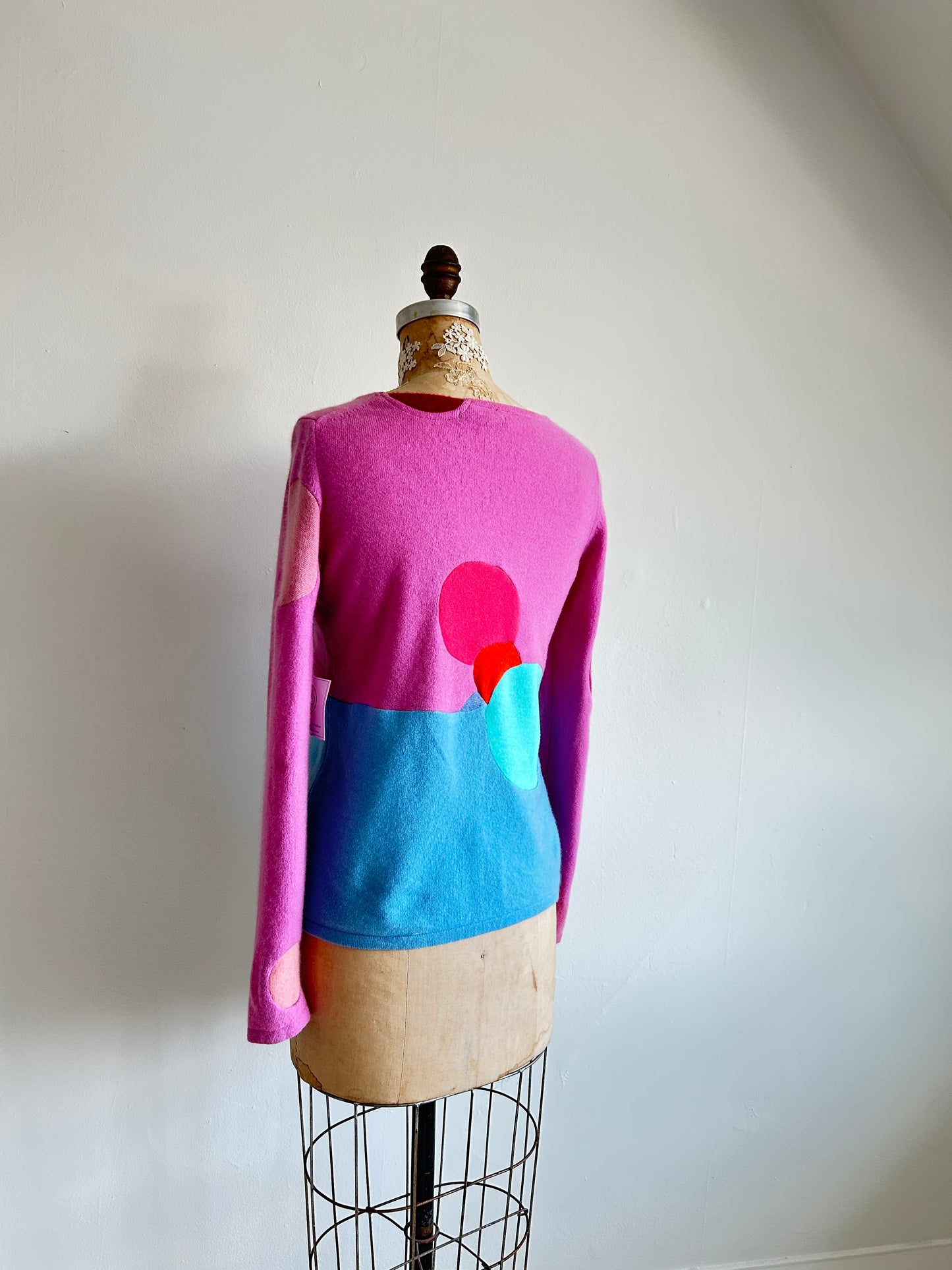 Abstract Art Patched Upcycled Cashmere Sweater S/M #CASSM21