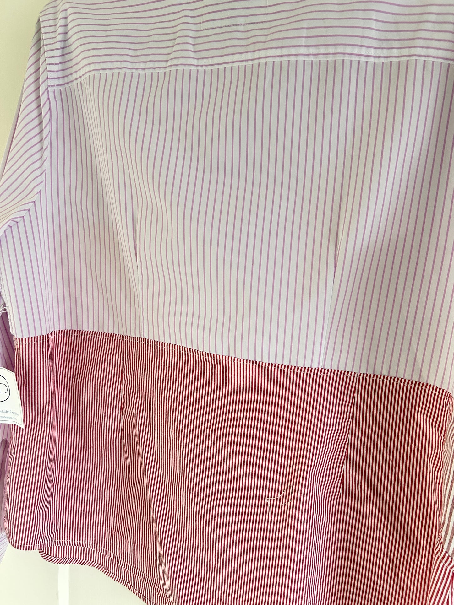 Upcycled Modern Workwear Pinstripe Shirt - Circle Series Size L/XL #PIN13