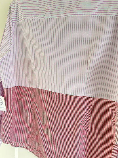 Upcycled Modern Workwear Pinstripe Shirt - Circle Series Size L/XL #PIN13