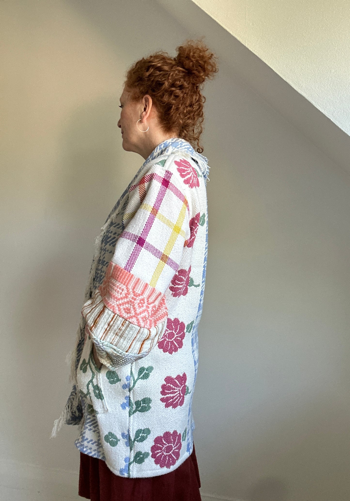 Vivianne Jacket with Upcycled Woven Throw Patchworked Size S/M #VIVT7