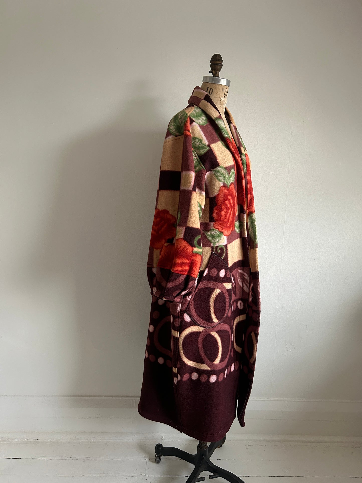 Vivianne Duster with Upcycled Lightweight Fleece Blanket Size M/L #CVDFML8