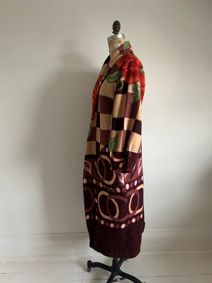 Vivianne Duster with Upcycled Lightweight Fleece Blanket Size M/L #CVDFML8