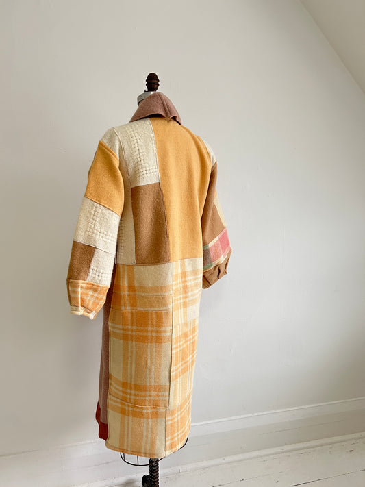 Vivianne Duster with Upcycled Vintage Wool Patchwork Size XS/S #CVDWXSS42