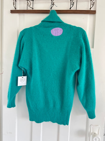 Abstract Art Patched Upcycled Cashmere & Angora Sweater S/M #CASSM2