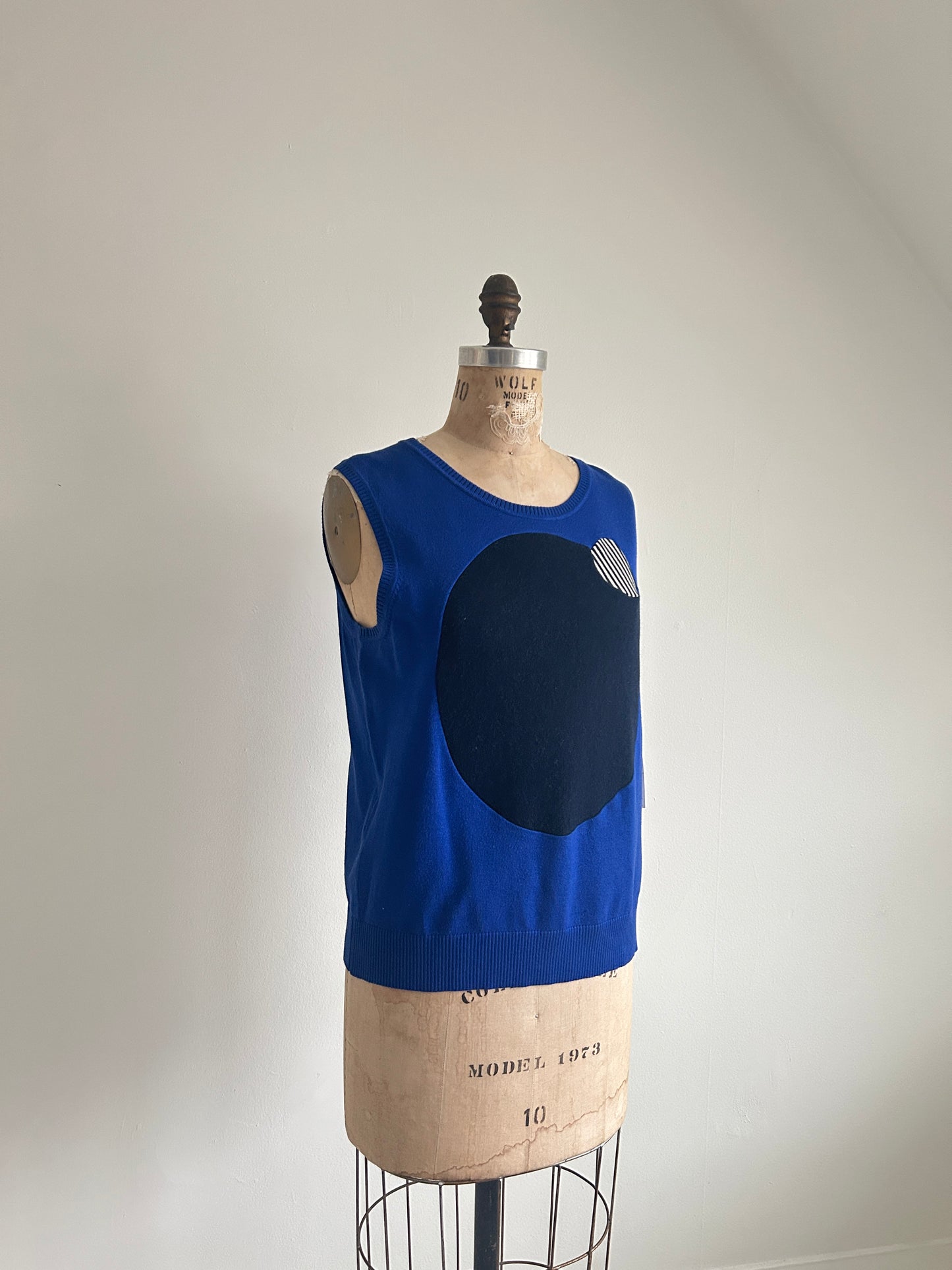 Abstract Art Patched Upcycled Silk, Cotton & Cashmere Vest Size XL/2X #CAVX2X28