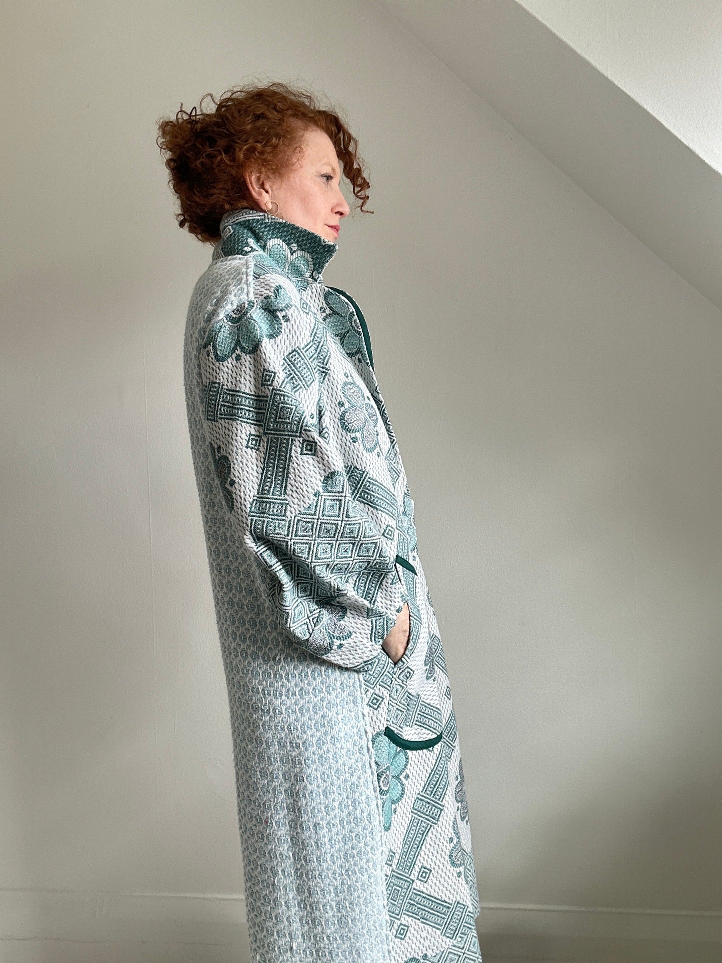 Trench with Vintage Throw Blankets Size M/L #TRENCHML108