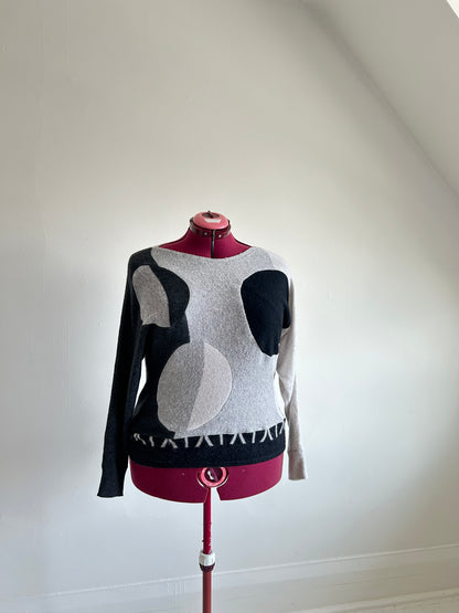 Abstract Art Patched Upcycled Cashmere Sweater 2X/3X #CAS23X24