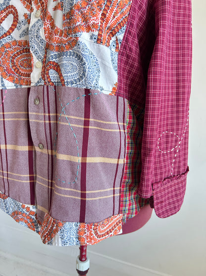 Reworked “Tuxedo Workwear” Buttondown Shirt with Handstitching 2X #TB23X7