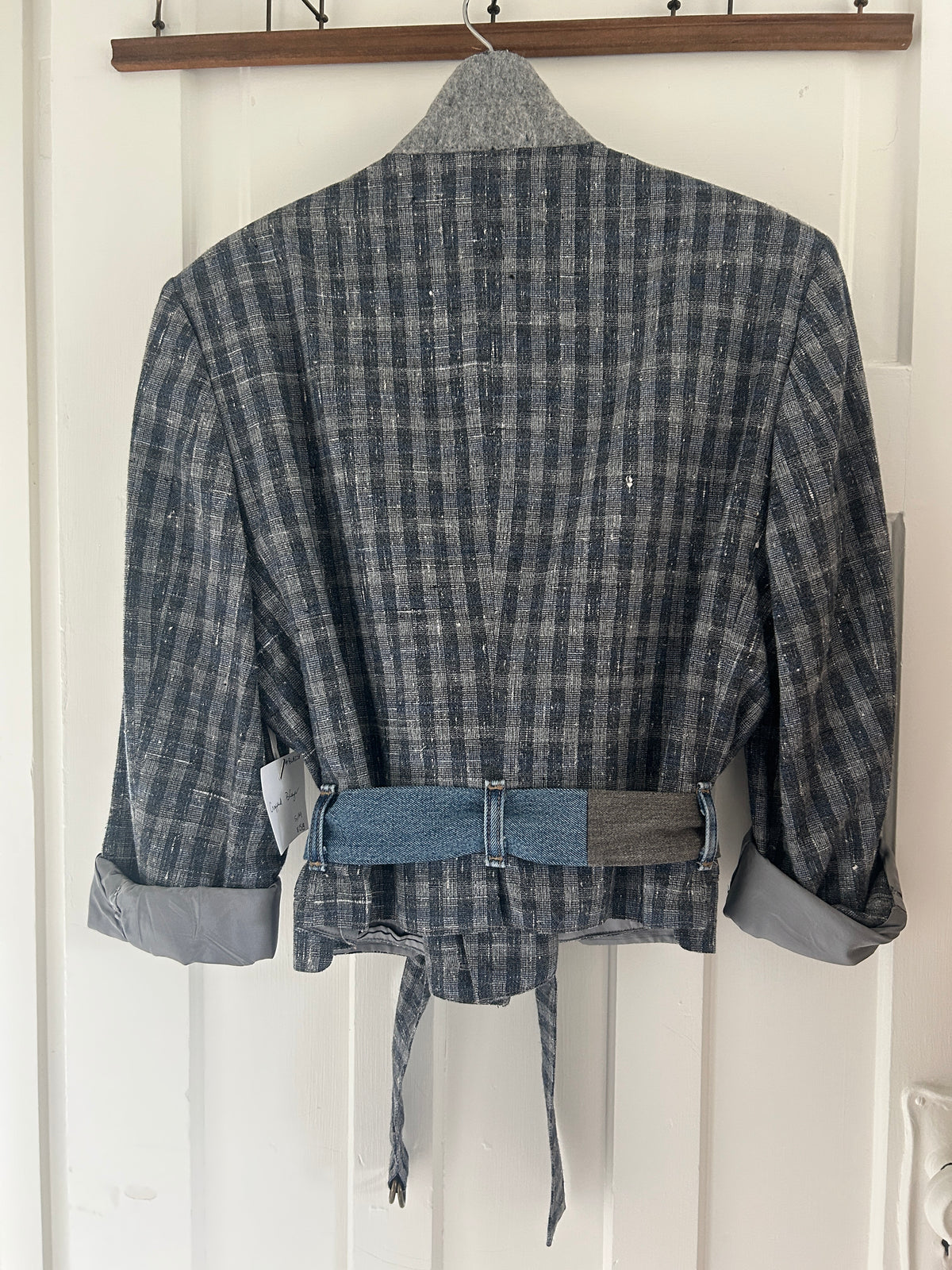 Cropped Upcycled Profile Blazer with Denim Belt Size S/M #BLAZSM7