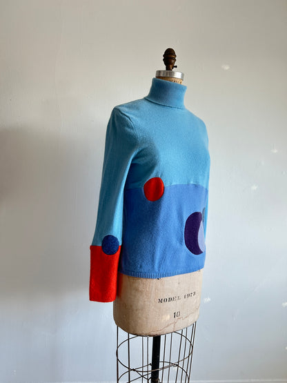 Abstract Art Patched Upcycled Cashmere Sweater M/L #CASML10