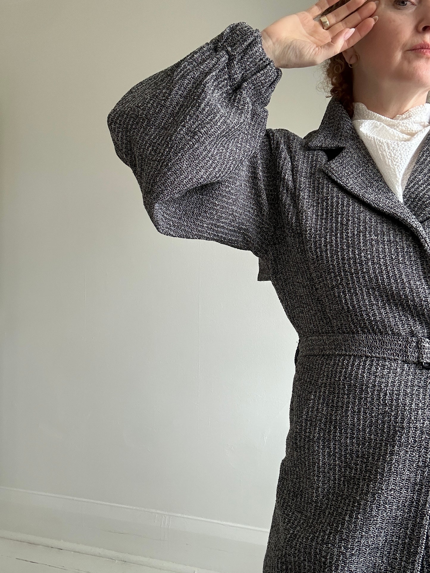 Edit Trench with Deadstock Charcoal & Silver Weave Sizes XS-2X #CTEB