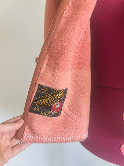 Vivianne Cropped Jacket with Upcycled Vintage Trapperpoint Wool Blanket Size 2X/3X #CVCW23X11