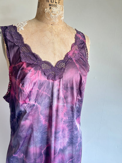 Hand Dyed Vintage Slip Dress Size L #VIN10
