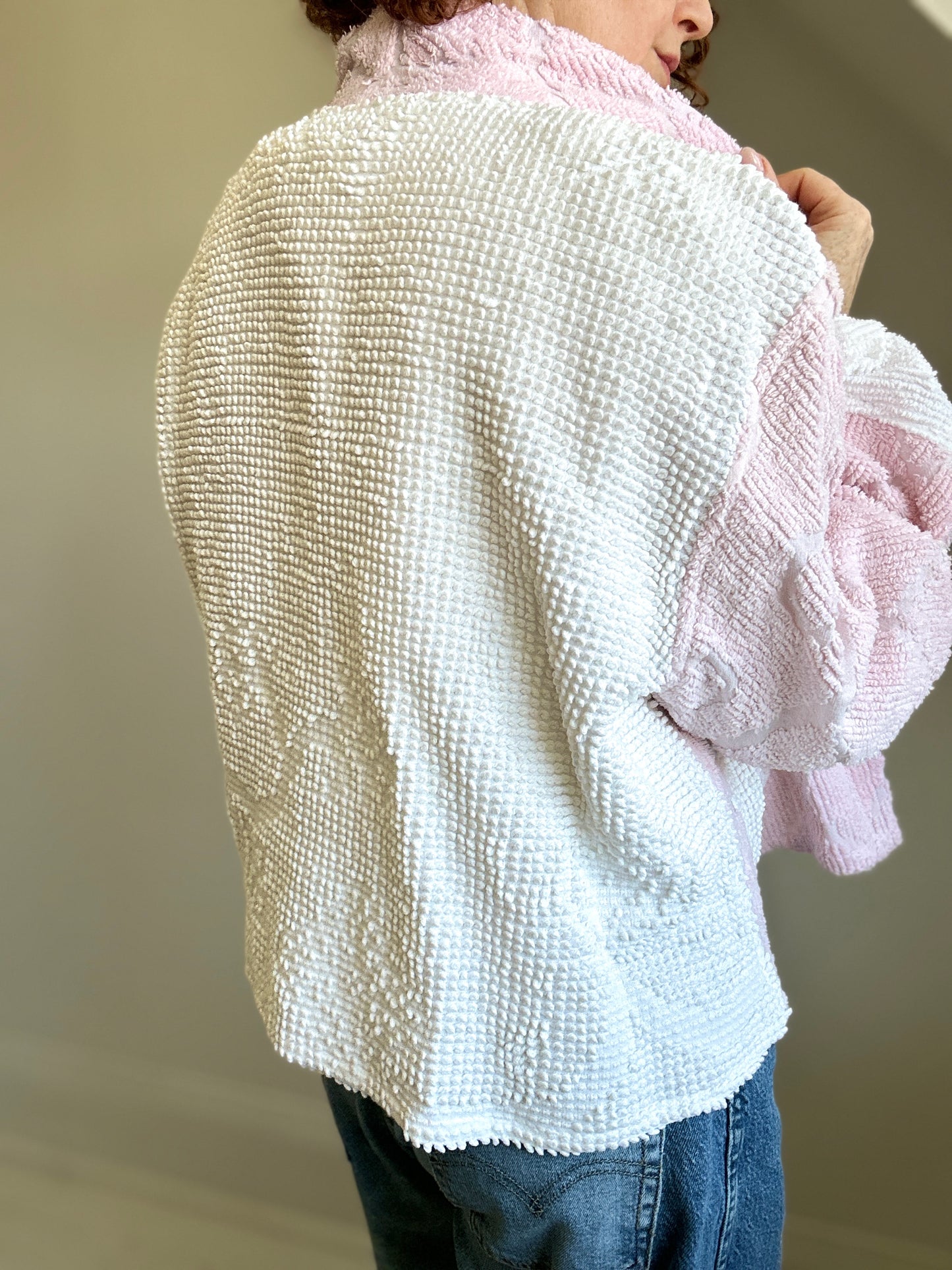 Vivianne Cropped Jacket with Upcycled Vintage Chenille Size 2X/3X #CVCCH23X22