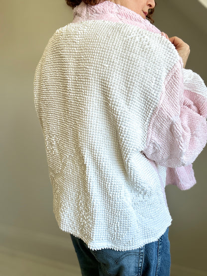 Vivianne Cropped Jacket with Upcycled Vintage Chenille Size 2X/3X #CVCCH23X22