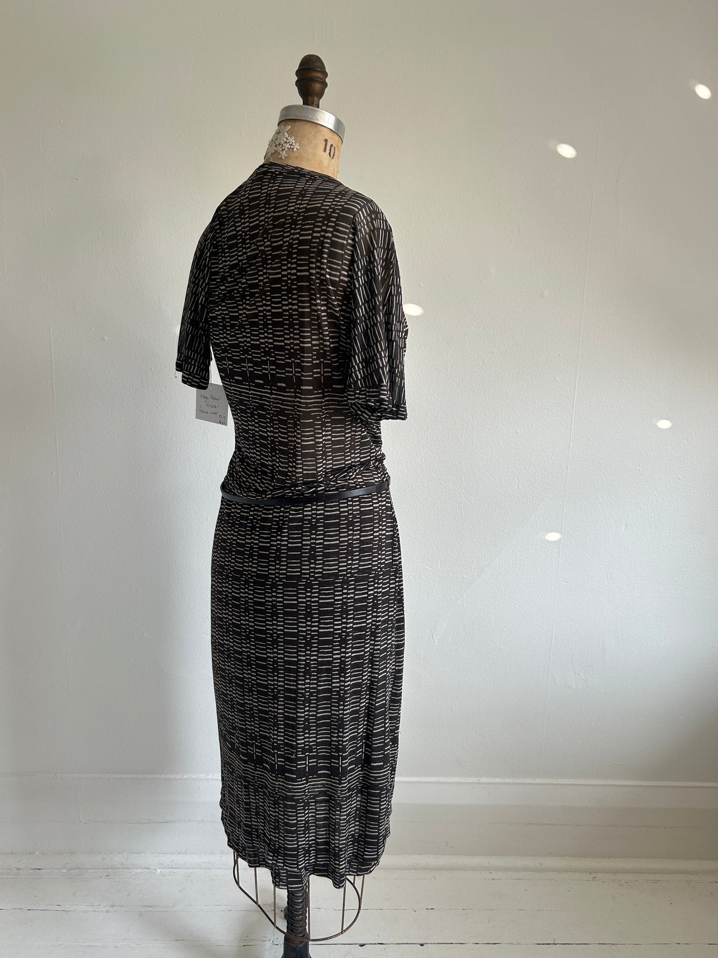 Preloved Hugo Boss Silk Sheer Faux Wrap Dress Size M #VIN8
