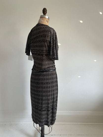 Preloved Hugo Boss Silk Sheer Faux Wrap Dress Size M #VIN8