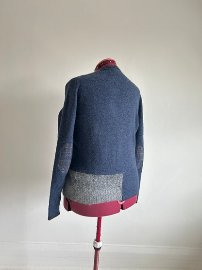 Abstract Art Patched Upcycled Wool, Angora & Cashmere Sweater XL/2X #CAS23X31