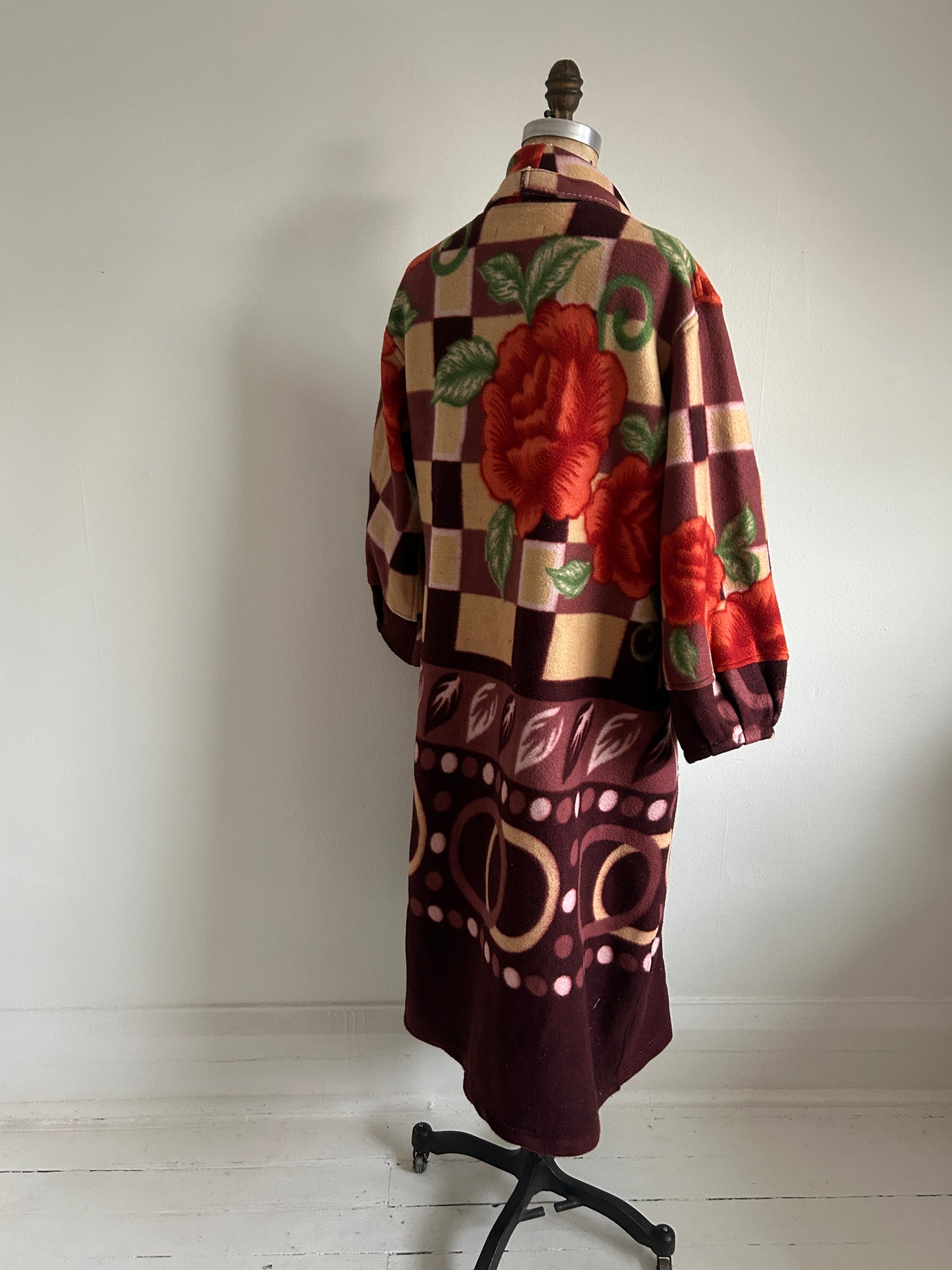 Vivianne Duster with Upcycled Lightweight Fleece Blanket Size M/L #CVDFML8