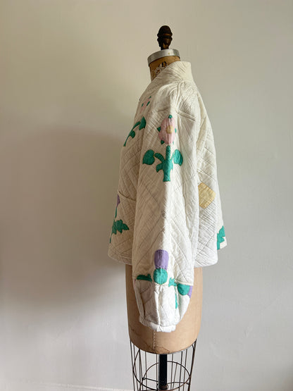 Billie Zip Up Jacket with Upcycled Vintage Quilt Size M/L #BILLMLCR6