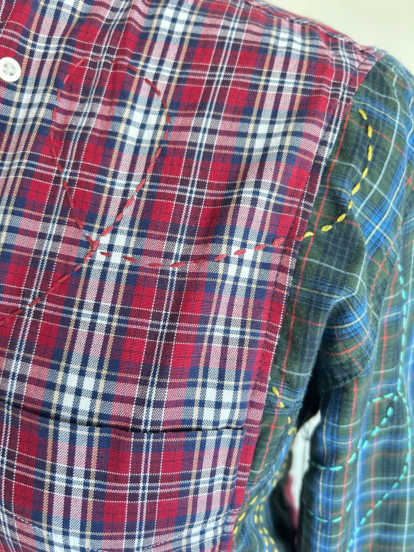 Reworked “Tuxedo Workwear” Buttondown Shirt with Handstitching 2X #TB23X9