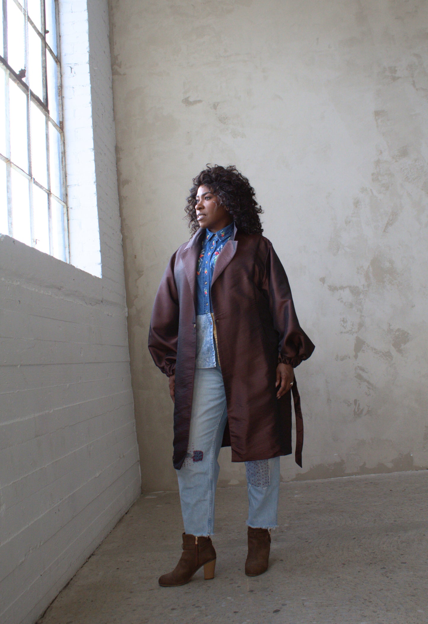 Edit Trench with Lightweight Tafetta Chocolate Sizes XS-3X #CTEC