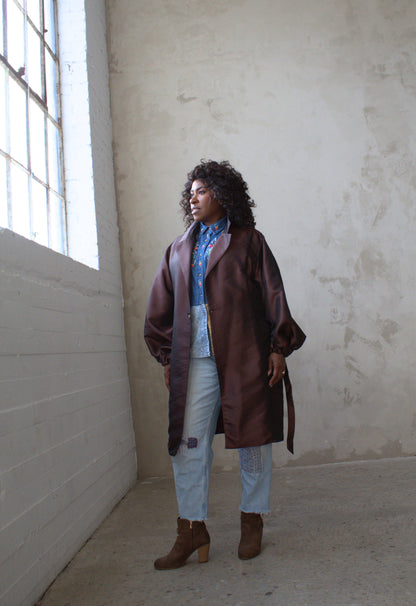 Edit Trench with Lightweight Tafetta Chocolate Sizes XS-3X #CTEC