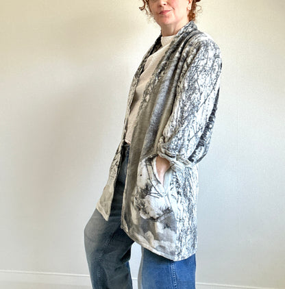 Vivianne Jacket with Upcycled Fleece Throw Blanket Wolf Theme Size M/L #CVJFML24