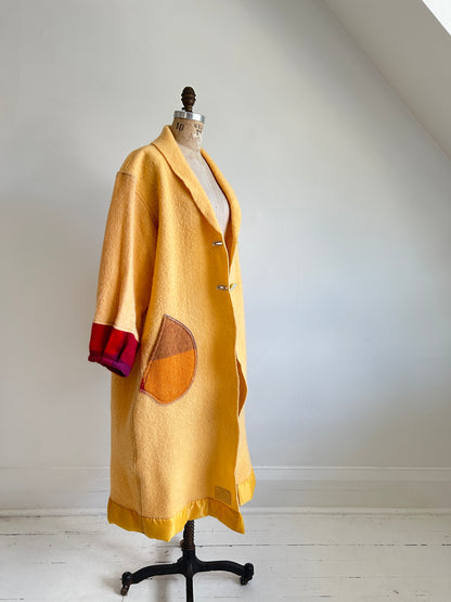 Vivianne Duster with Upcycled Vintage Wool Blanket & Handmade Ceramic Buttons Size M/L #CVDWML51