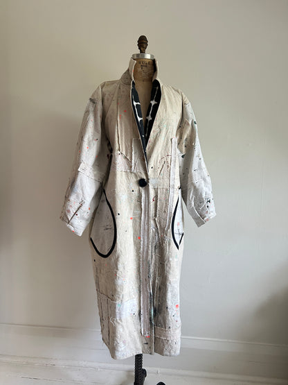 Trench with Upcycled Painters Drop Cloths Size XL/2X #TRENCHPX2X1