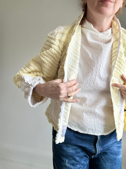Vivianne Cropped Jacket with Upcycled Vintage Chenille Size S/M #CVCCHSM12