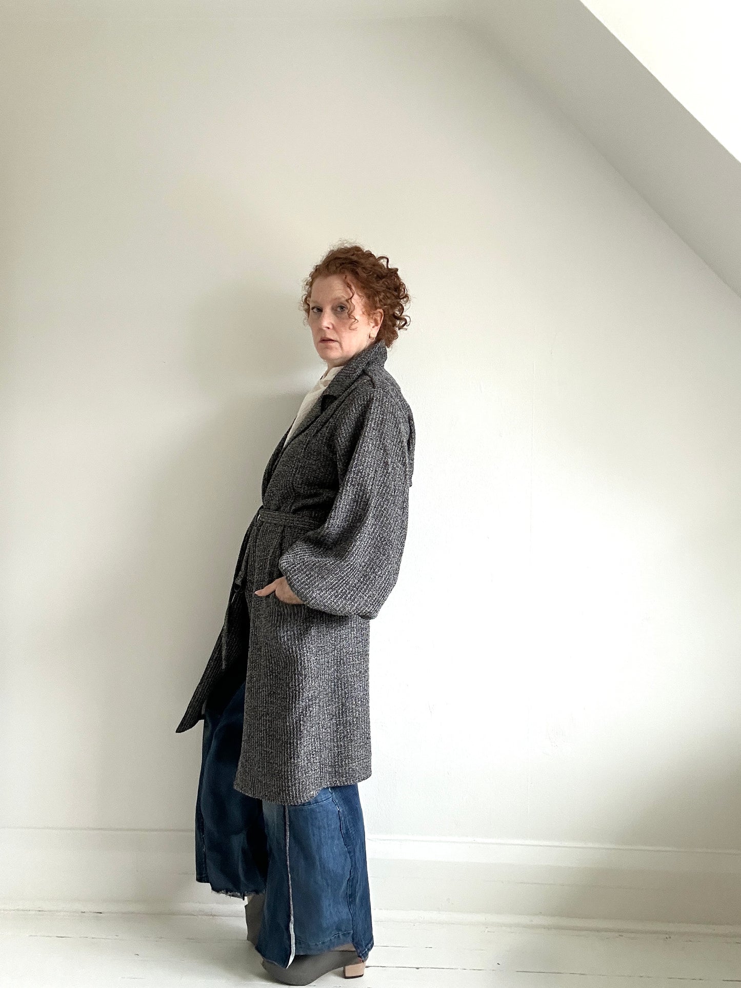 Edit Trench with Deadstock Charcoal & Silver Weave Sizes XS-2X #CTEB