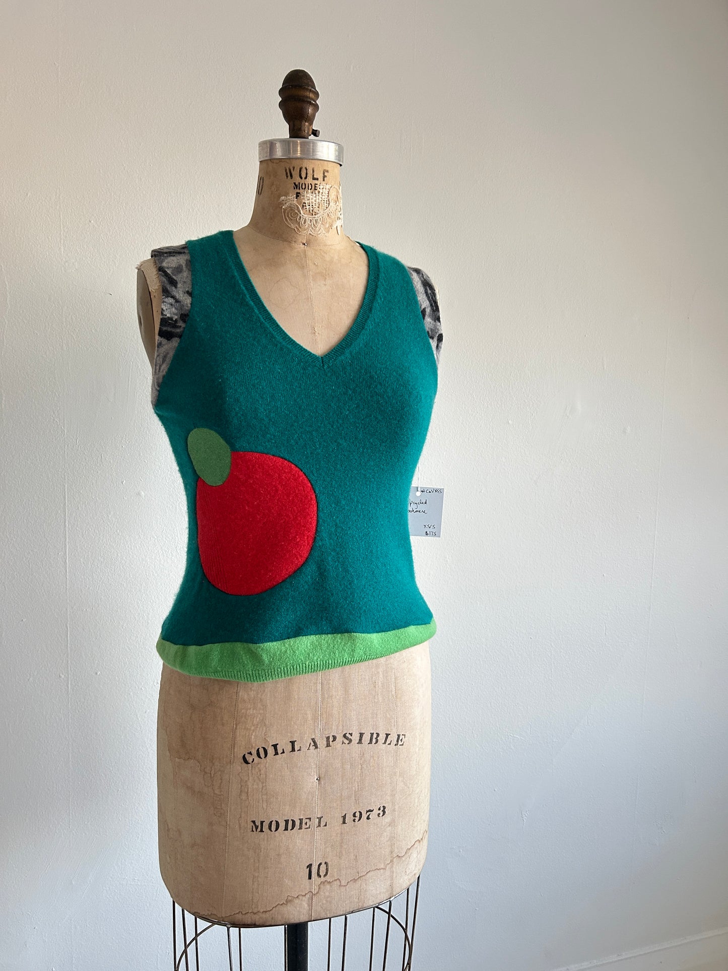 Abstract Art Patched Upcycled Cashmere Vest Size XS/S #CAVXXS26