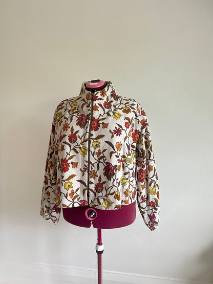 Billie Zip Up Jacket with Upcycled Vintage Draperies Size 2X/3X #BILL23XCR5