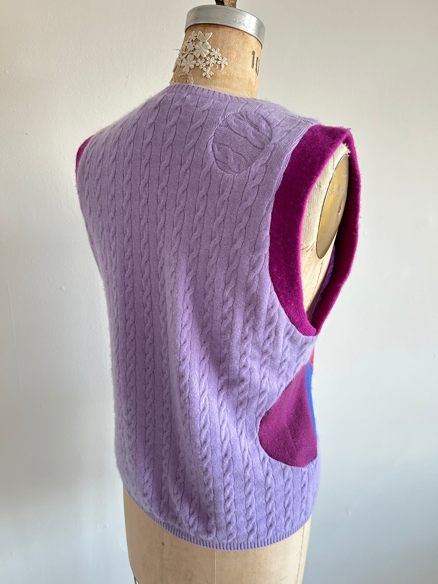 Abstract Art Patched Upcycled Cashmere Vest Size M/L #CAVML23