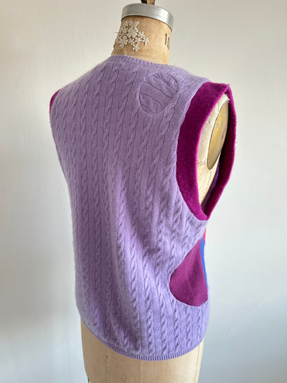 Abstract Art Patched Upcycled Cashmere Vest Size M/L #CAVML23