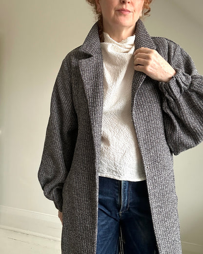 Edit Trench with Deadstock Charcoal & Silver Weave Sizes XS-2X #CTEB